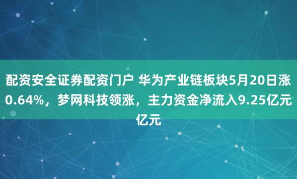 配资安全证券配资门户 华为产业链板块5月20日涨0.64%，梦网科技领涨，主力资金净流入9.25亿元
