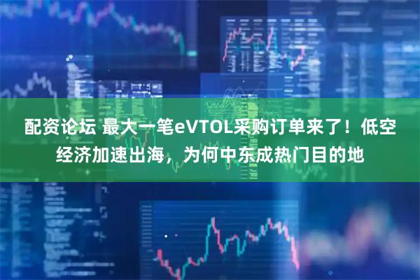 配资论坛 最大一笔eVTOL采购订单来了！低空经济加速出海，为何中东成热门目的地